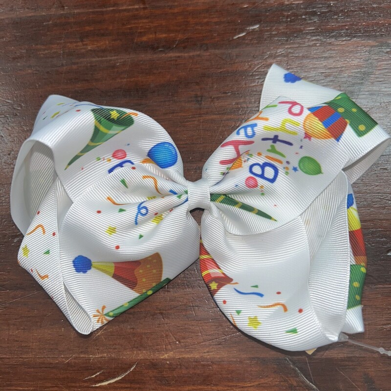 White Birthday Bow, White, Size: Bows