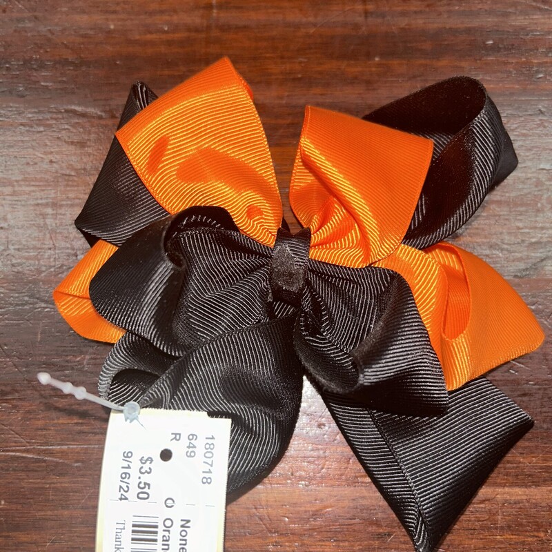 Orange/Black Clip Bow, Orange, Size: Bows