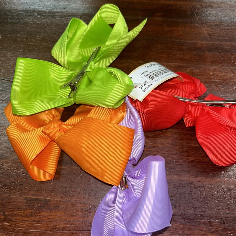 4pk Medium Cip In Bows, Red, Size: Bows