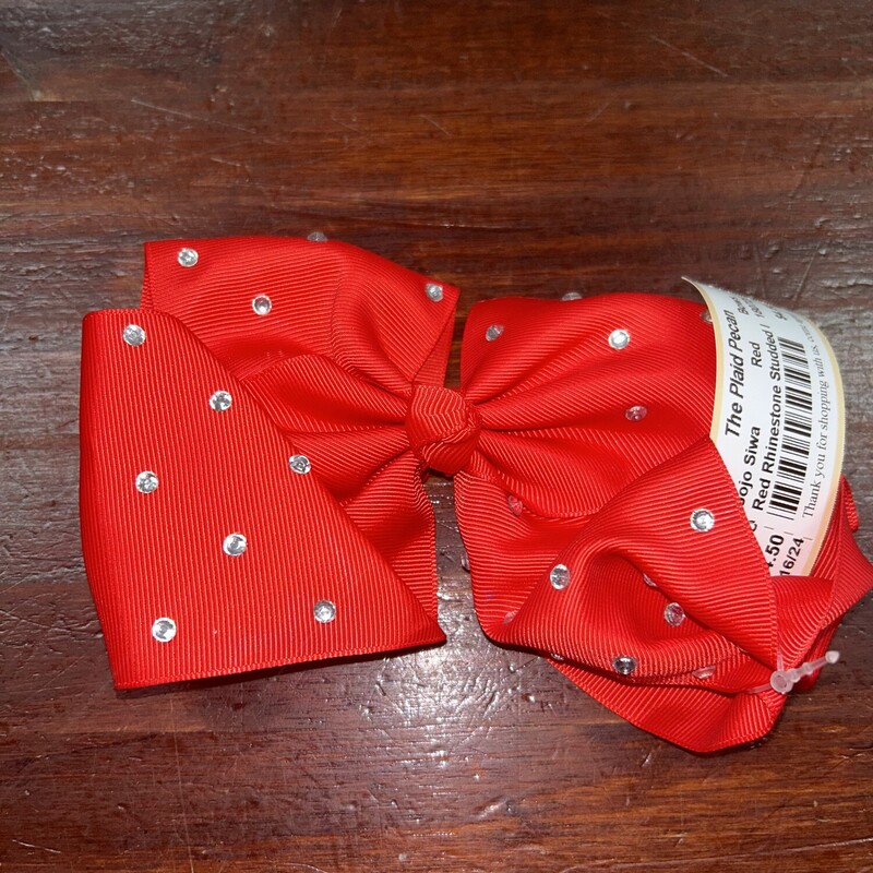 Red Rhinestone Studded Bo, Red, Size: Bows