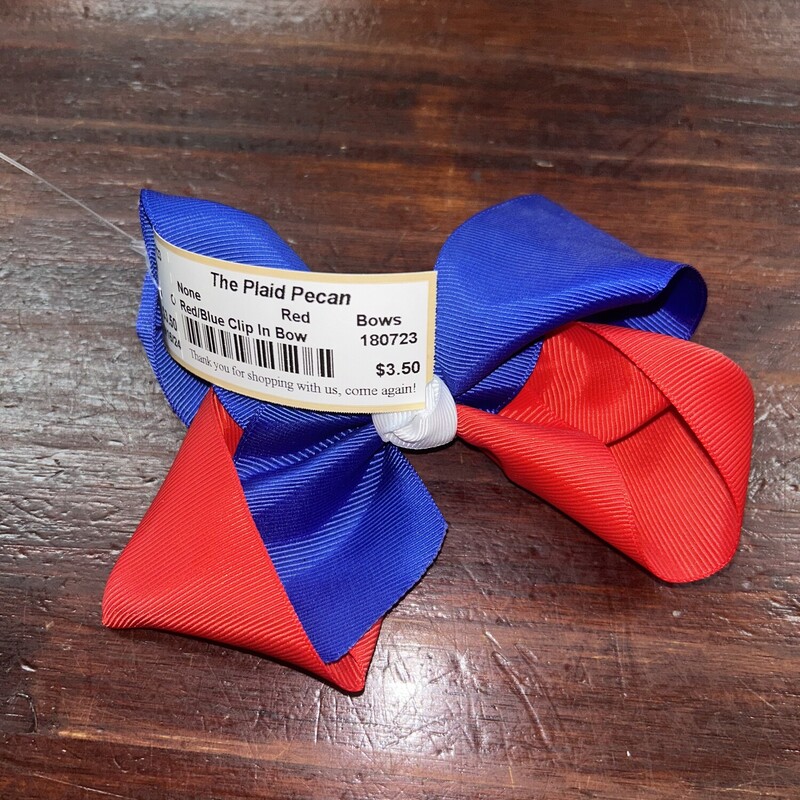 Red/Blue Clip In Bow, Red, Size: Bows