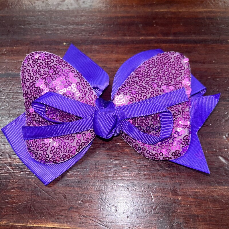 Purple Sequin Clip Bow