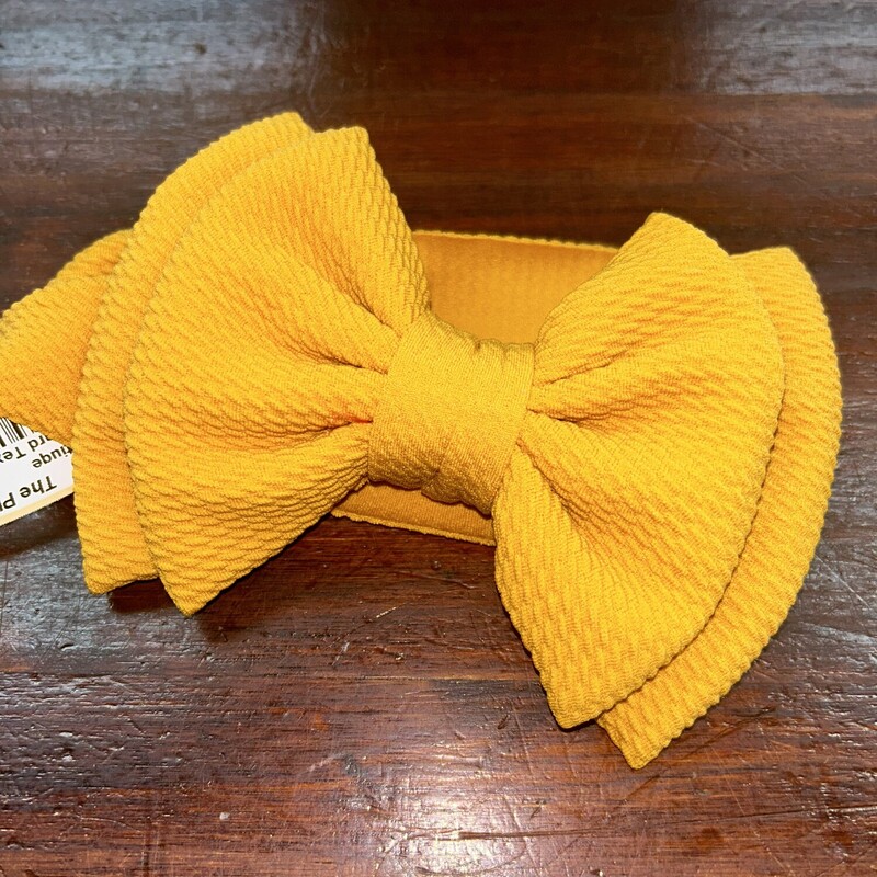 Mustard Texture Bow, Yellow, Size: Bows