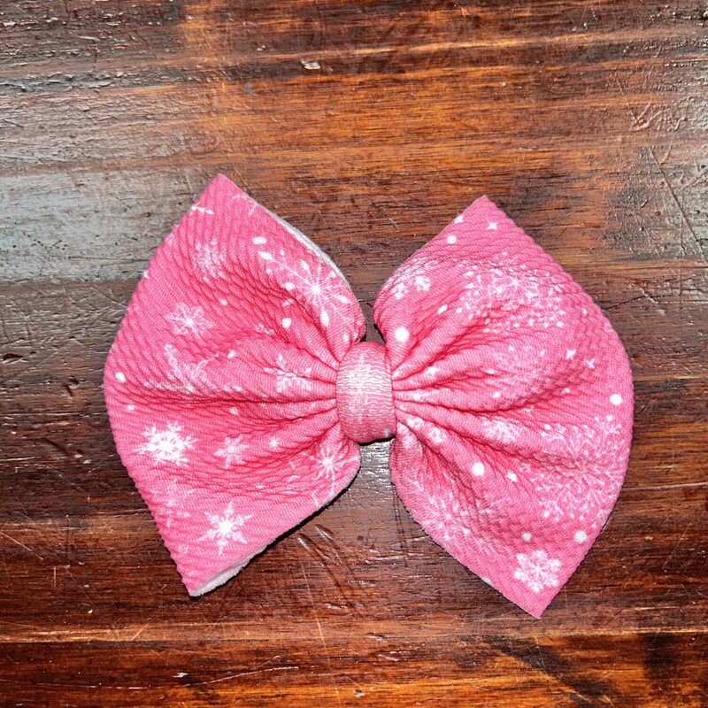 Pink Snowflake Bow, Pink, Size: Bows