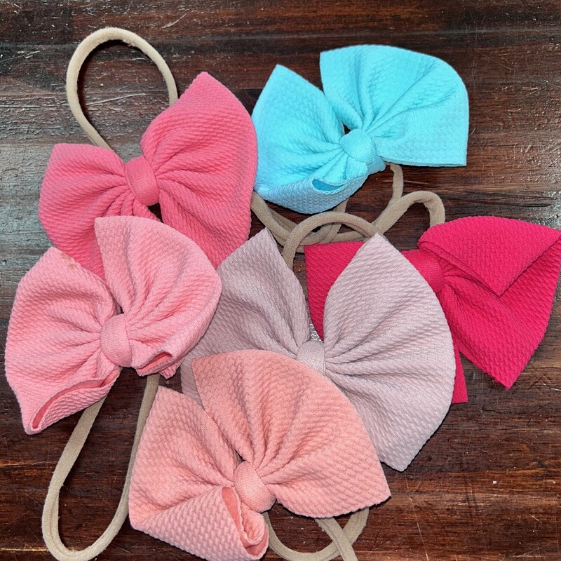 6pc Waffled Beadband Bows