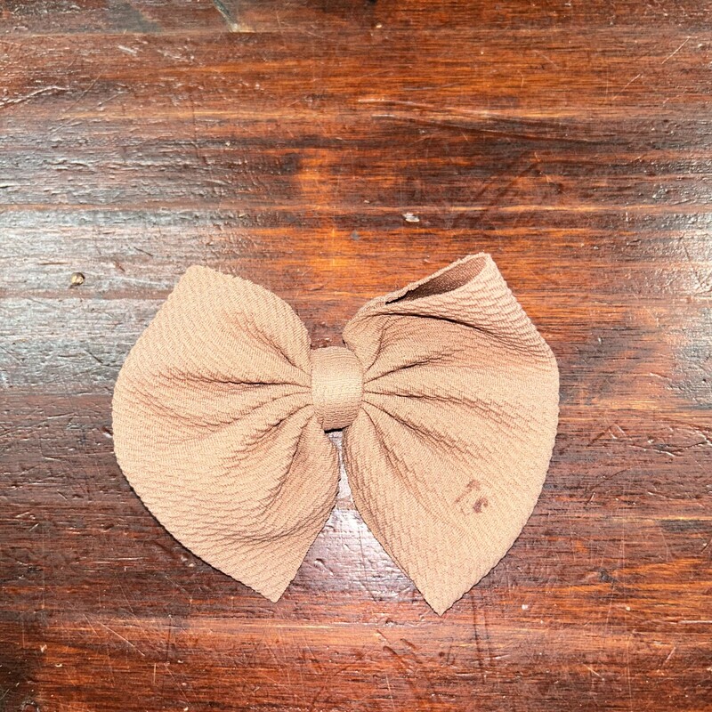 Brown Waffle Clip Bow, Brown, Size: Bows