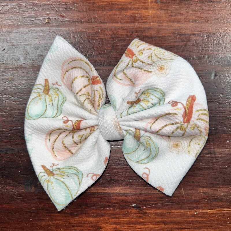 White Pumpkin Clip Bow, White, Size: Bows