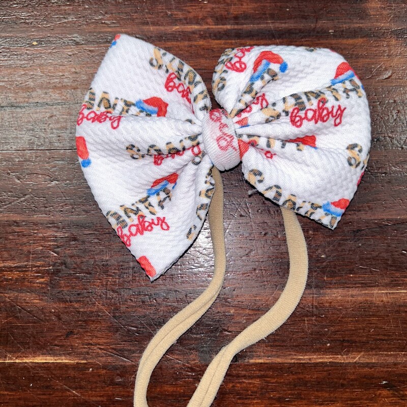 Santa Baby Waffle Bow, White, Size: Bows