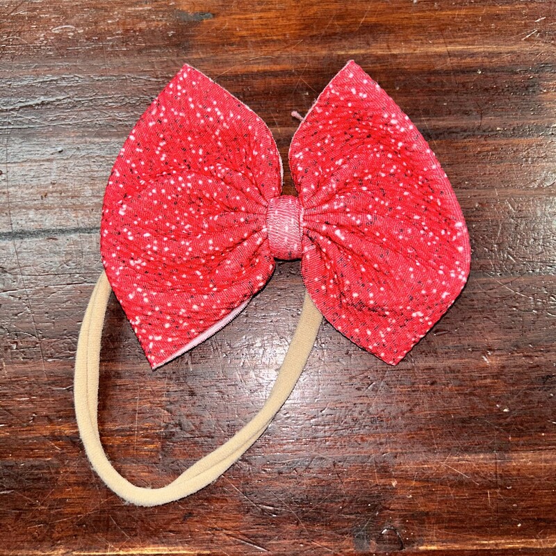 Red Printed Waffle Bow, Red, Size: Bows