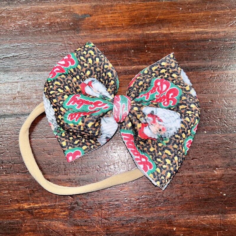 Leopard Santa Baby Bow, Brown, Size: Bows