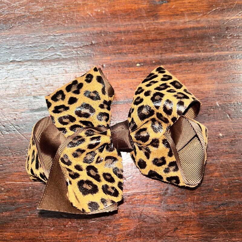 Cheetah Suede Bow, Brown, Size: Bows