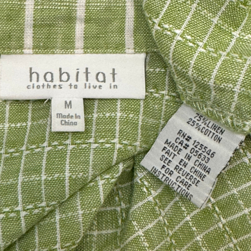 Habitat Checked Tunic<br />
Linen & Cotton<br />
Grid Pattern<br />
3/4 Sleeves<br />
Lime White<br />
Size: Medium