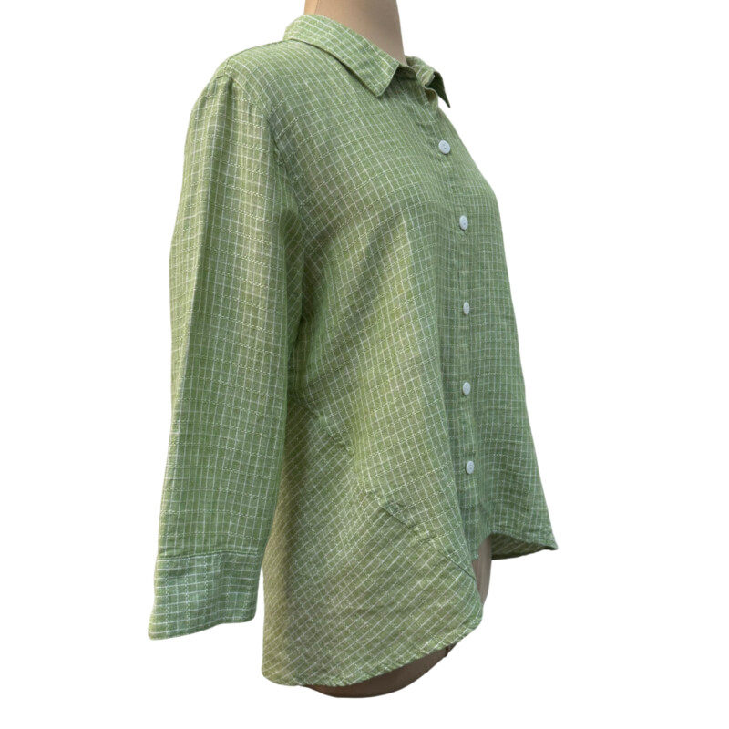 Habitat Checked Tunic
Linen & Cotton
Grid Pattern
3/4 Sleeves
Lime White
Size: Medium