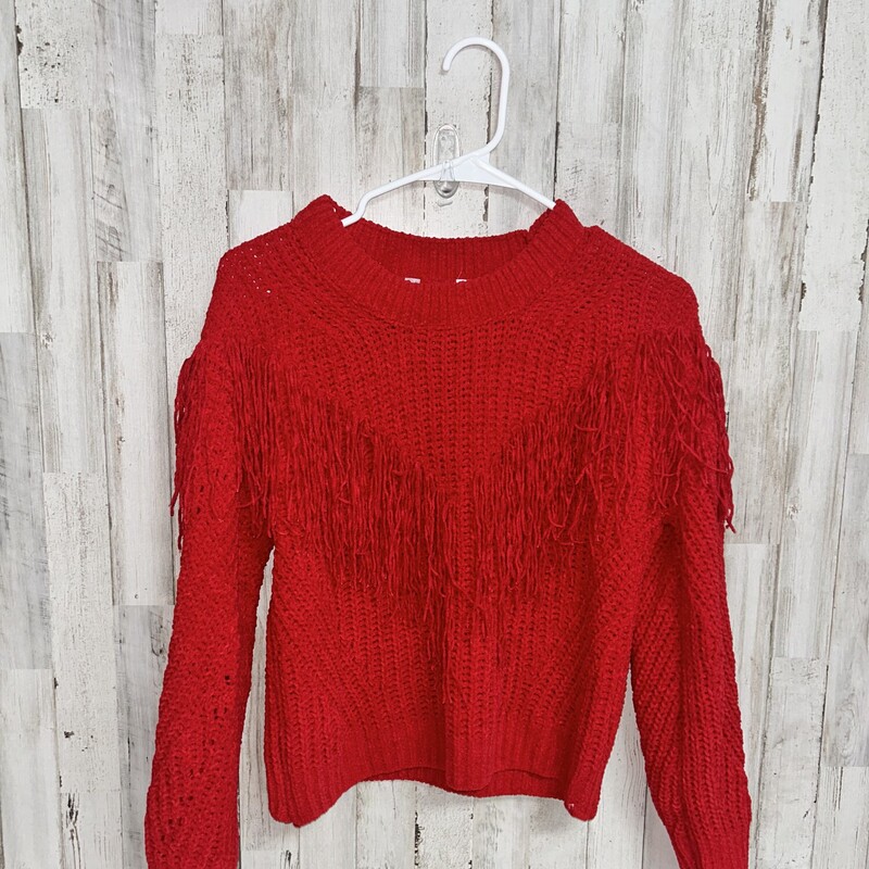 S Red Knit Fringe Sweater, Red, Size: Ladies S