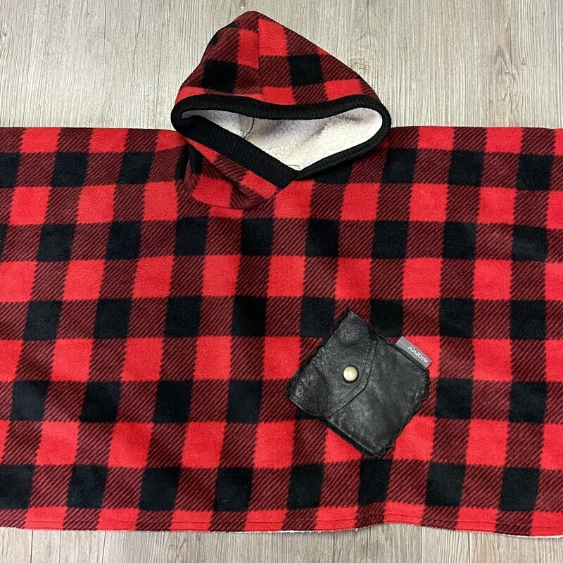 Elanor Fleecelined Poncho, Red, Size: 3-4Y