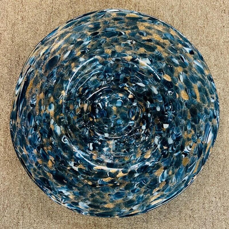 Mottled Glass Modern Bowl
Blue Clear Gold Size: 16 x 3H