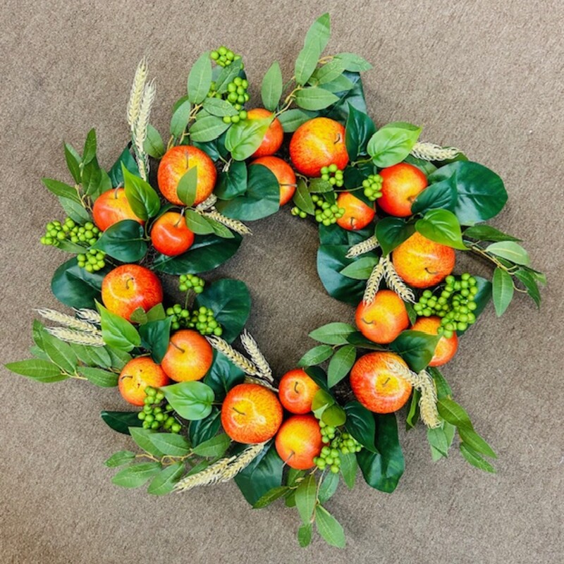 Wheat & Apples Wreath
Green Red Yellow Size: 27diameter