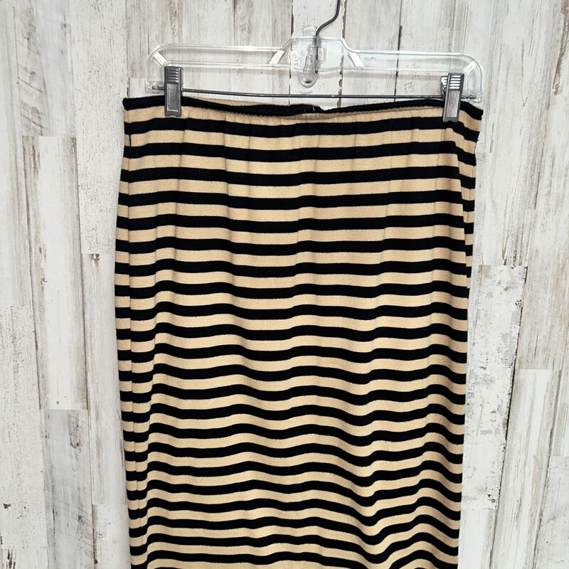 L Tan Striped Skirt