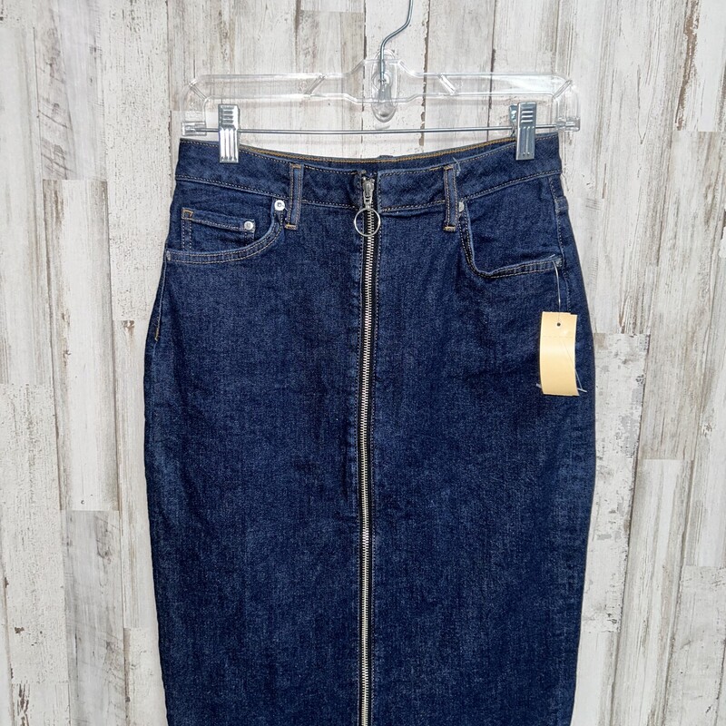 Sz6 Drk Zip Denim Skirt, Blue, Size: Ladies M