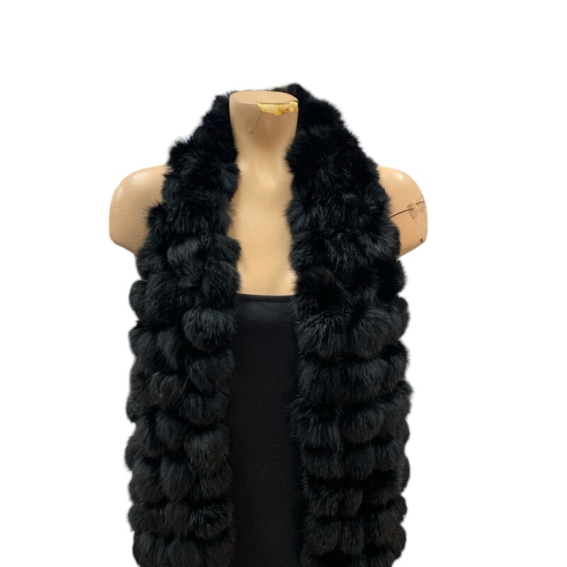 Scarf Rabbit Fur, Black, Size: O/S