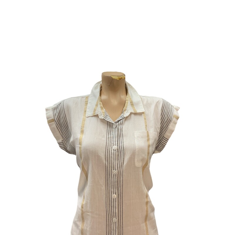 Topstitch Stripe, White, Size: S