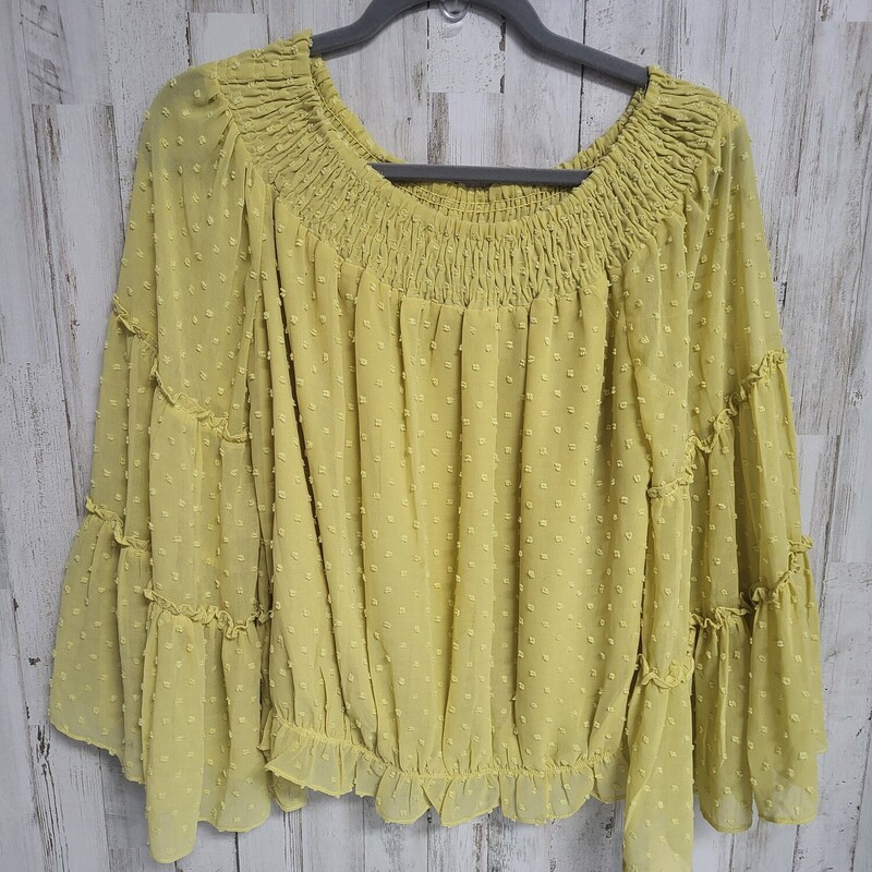 L Sheer Yellow Dotted Top, Yellow, Size: Ladies L