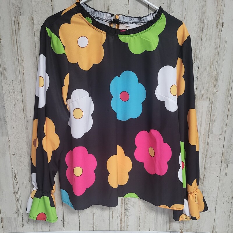 XL Black Floral Print Top