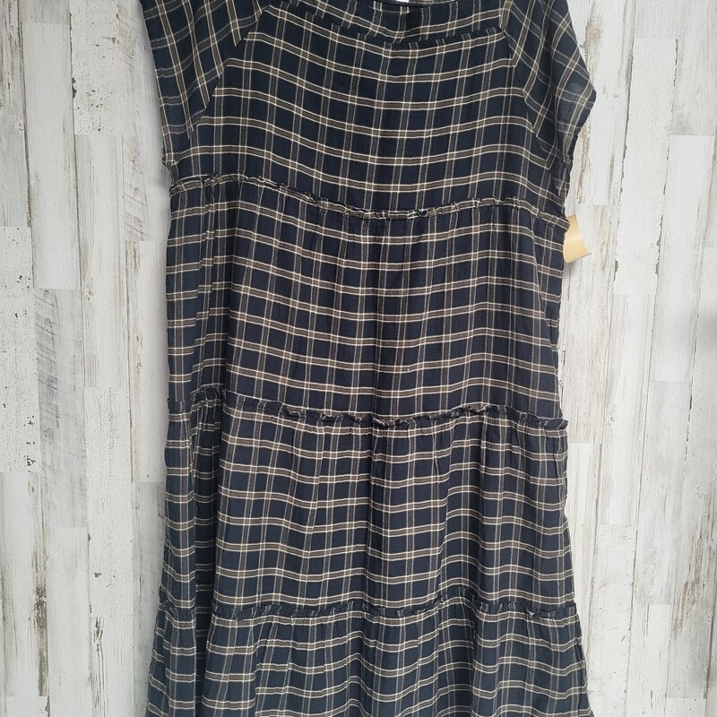 XL Navy/Brown Plaid Dress