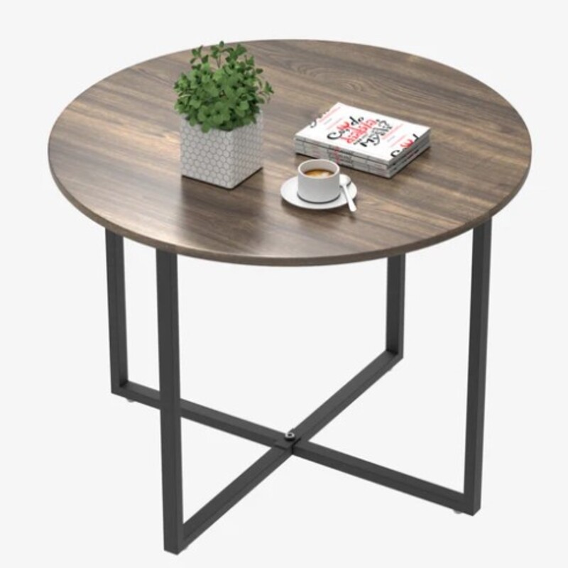 Modern Round Coffee Table
Brown Top with  Black Base
Size: 23x19H
Maximize your limited space
Durable steel and wood material furniture
Super lightweight, easy to switch positions
 Unique home style, perfect home decoration