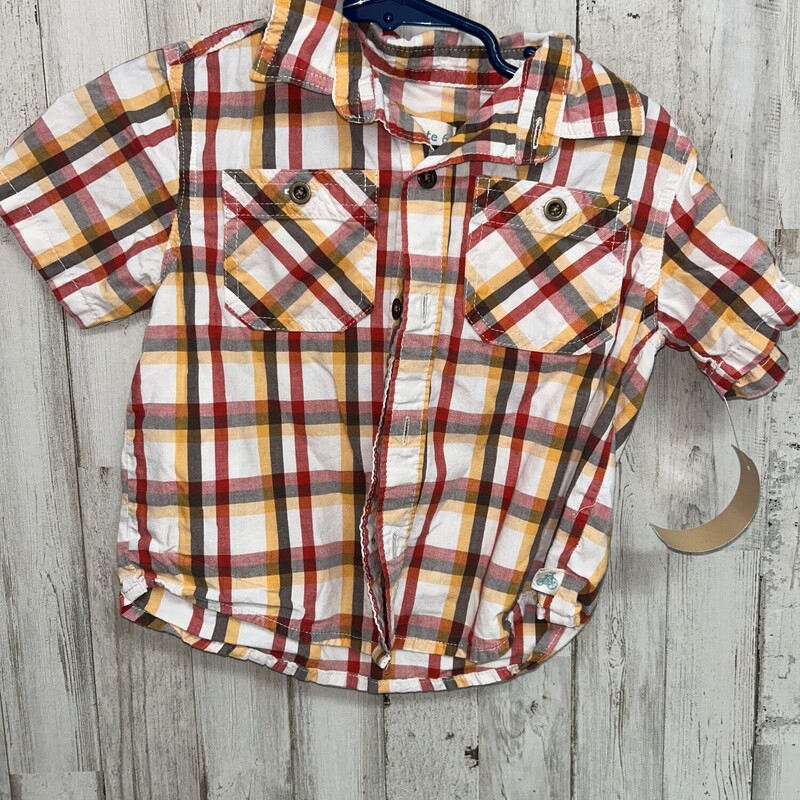 2T Red Plaid Button Up