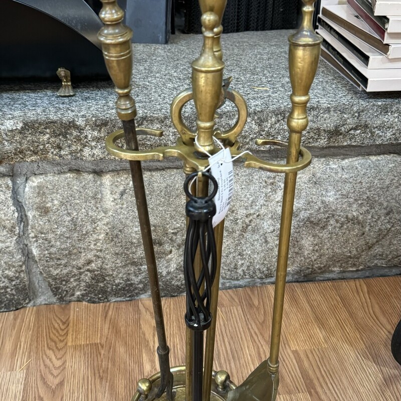 Brass & Steel 5 Pc Fireplace Set