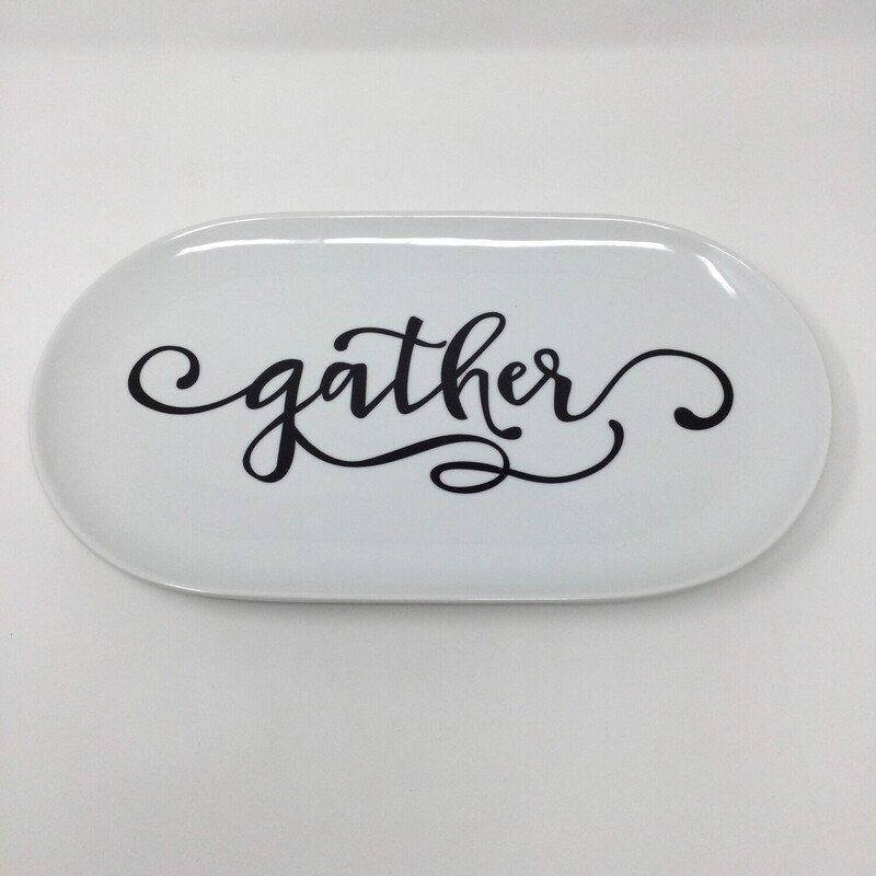 Gather Serving Platter,
White/Black,
Size: 14 X 8 In