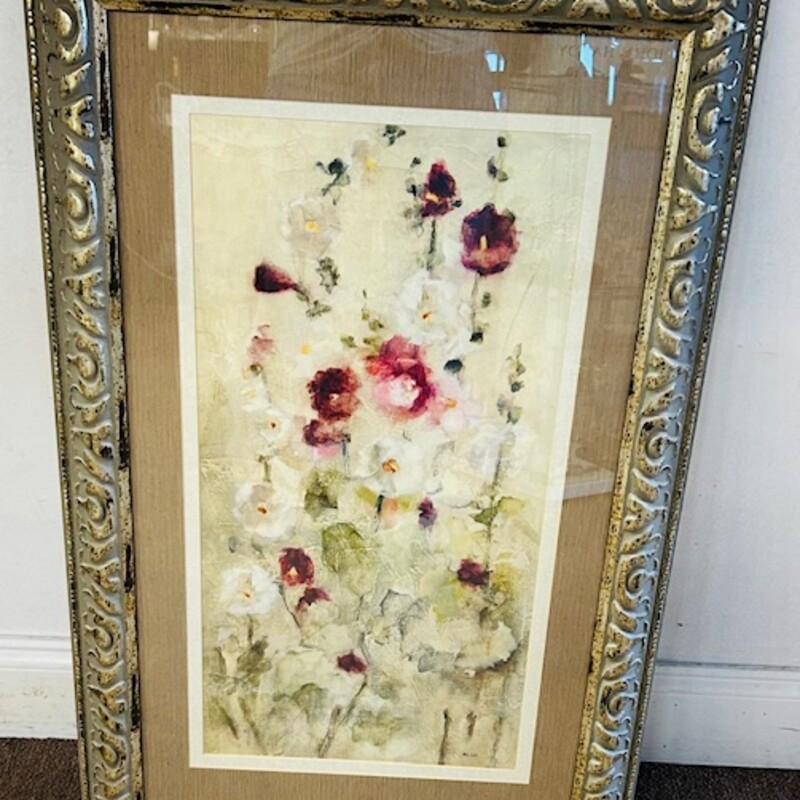 Hollyhocks Ornate Framed Print
Cream Pink Green Gold Size: 20.5 x 32.5H