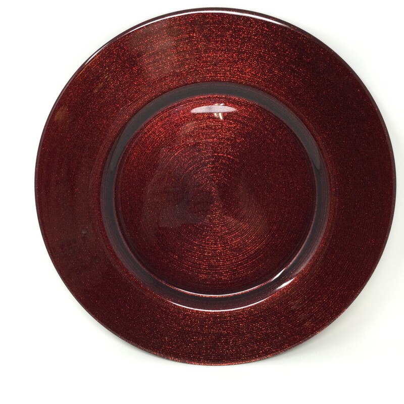 Glass Sparkle Charger Plates,
Red,
Size: 13 In