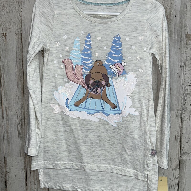 4 Grey Sled Dog Longsleev, Grey, Size: Girl 4T