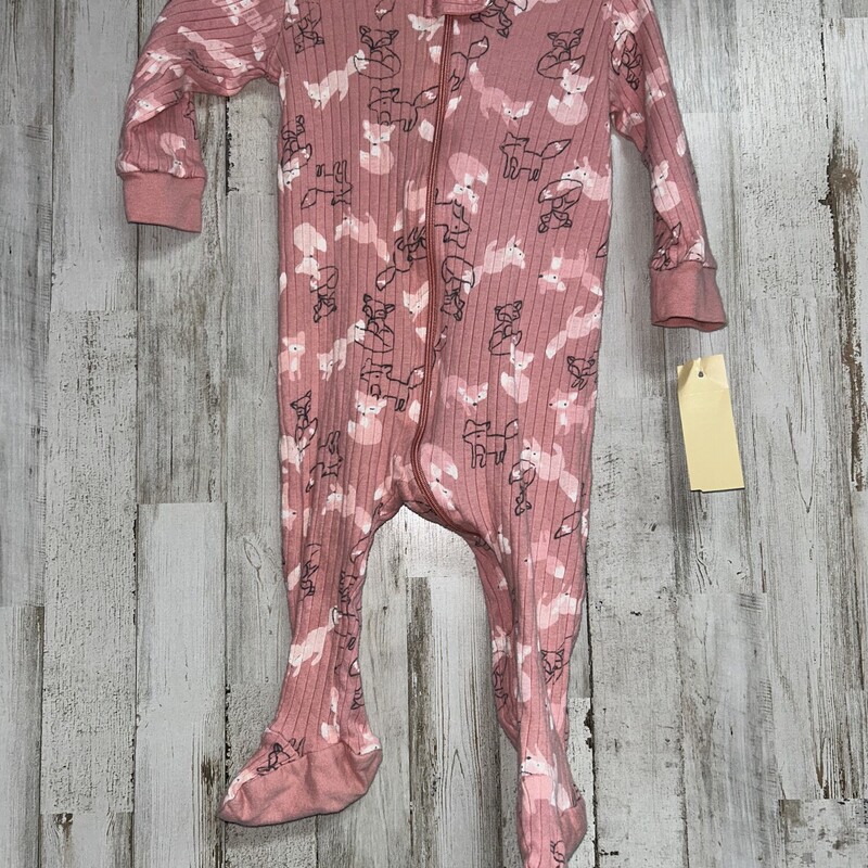 6/9M Pink Fox Ribbed Slee, Ink, Size: Girl 6-12m