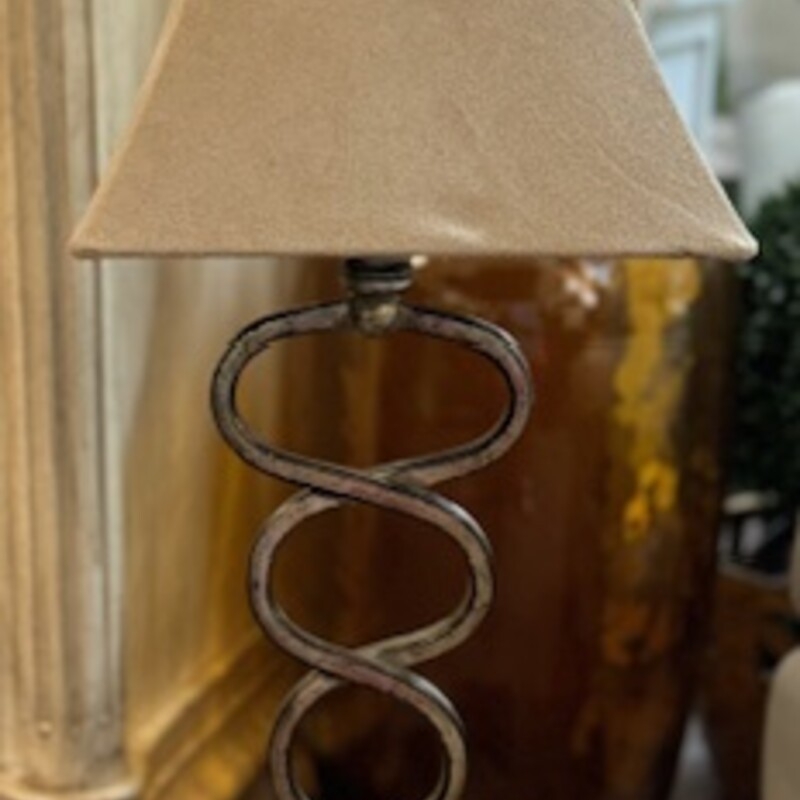 Metal Open Swirl Lamp
Gold Black Tan
Size: 10x36H