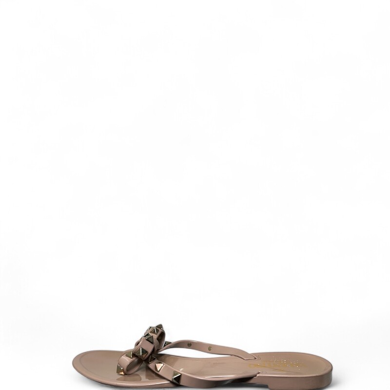 Valentino RockStud Bow Sandals
 Tan
 Size: 38
Paint on left sandal