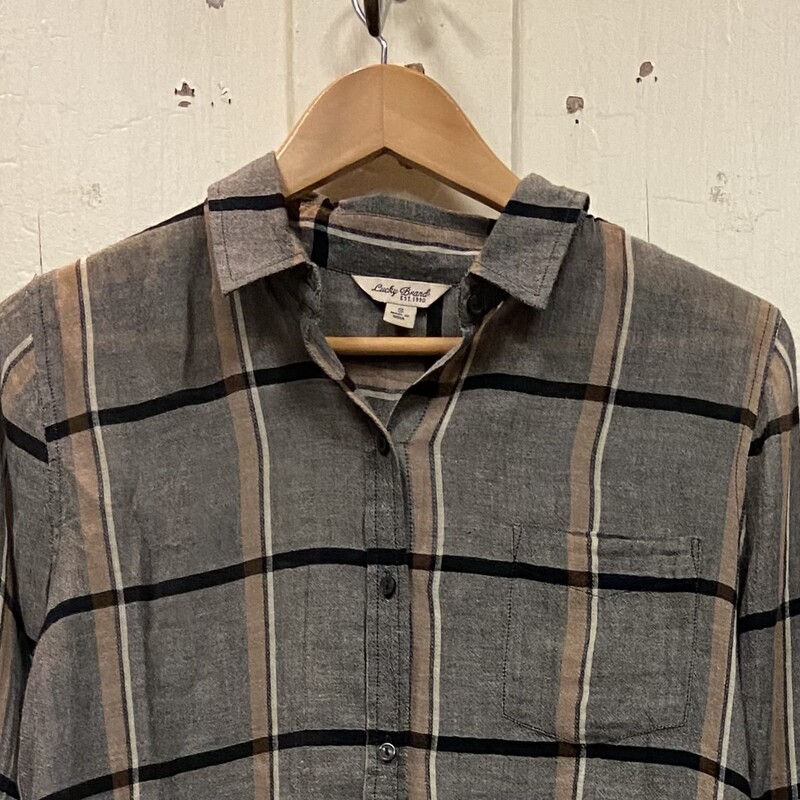 Gry/blk/tan Plaid Shirt<br />
Gry/bk/t<br />
Size: Small