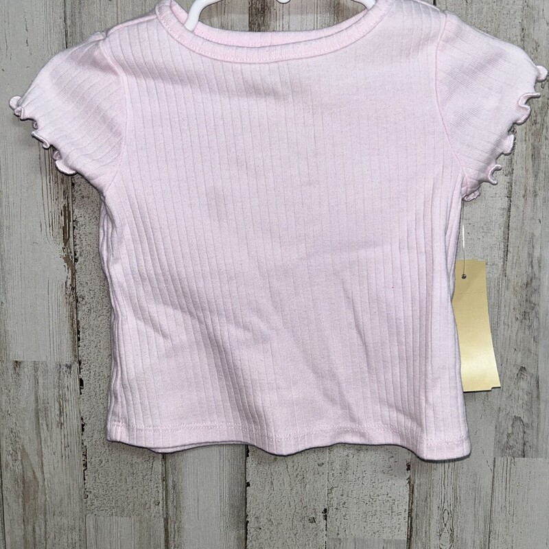 12M Pink Ribbed Tee, Pink, Size: Girl 6-12m