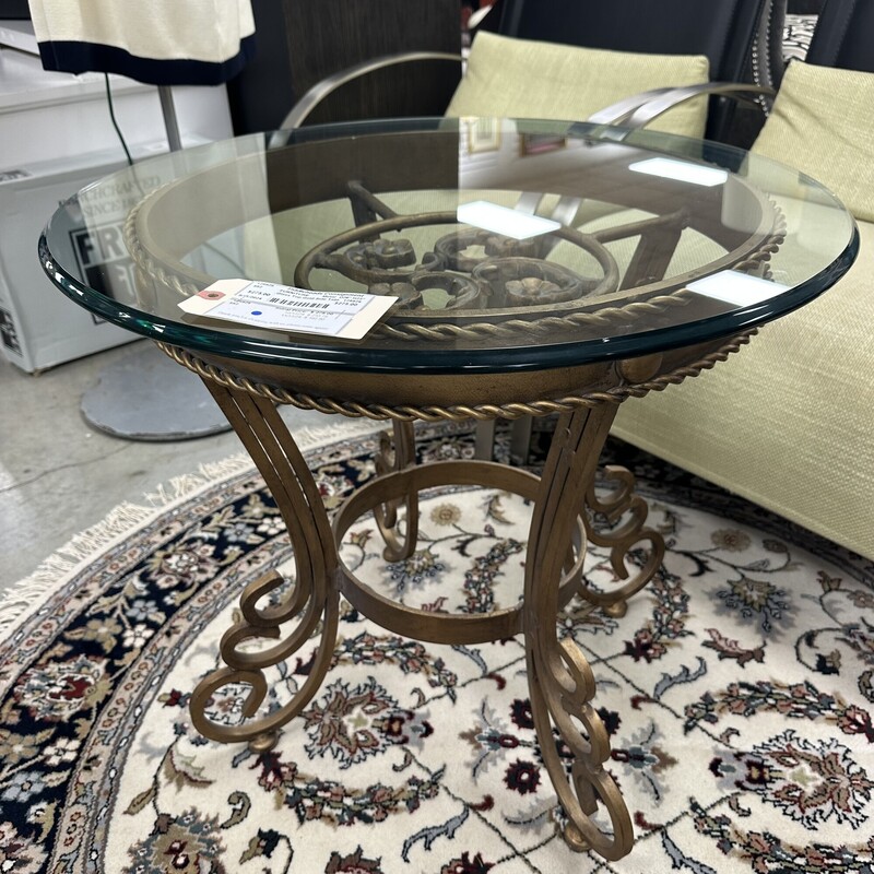 Glass Top Gold Side Table