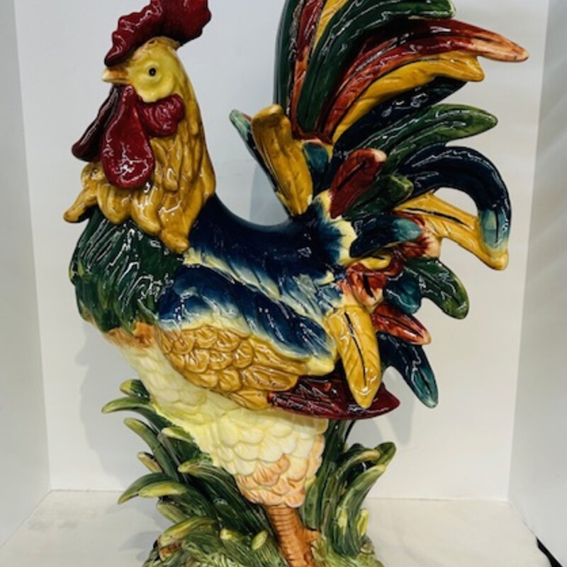 Colorful Ceramic Rooster Statue
Red Blue Green Yellow Size: 14 x 24H