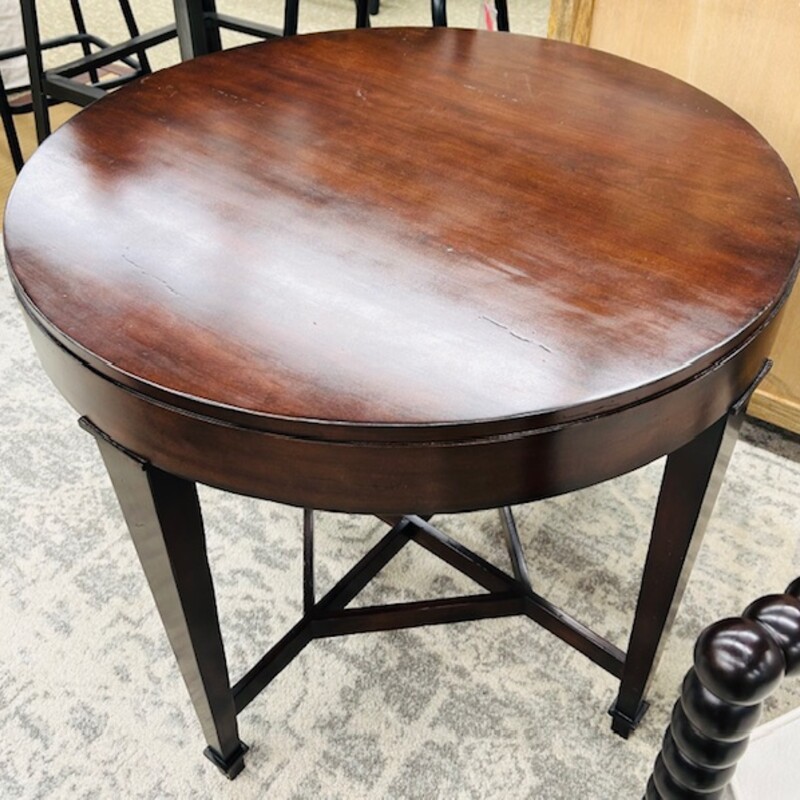 Baker Milling Road Accent Table
Dark Brown Wood
Size: 29 x 28H
Matching Accent Table Sold Separately