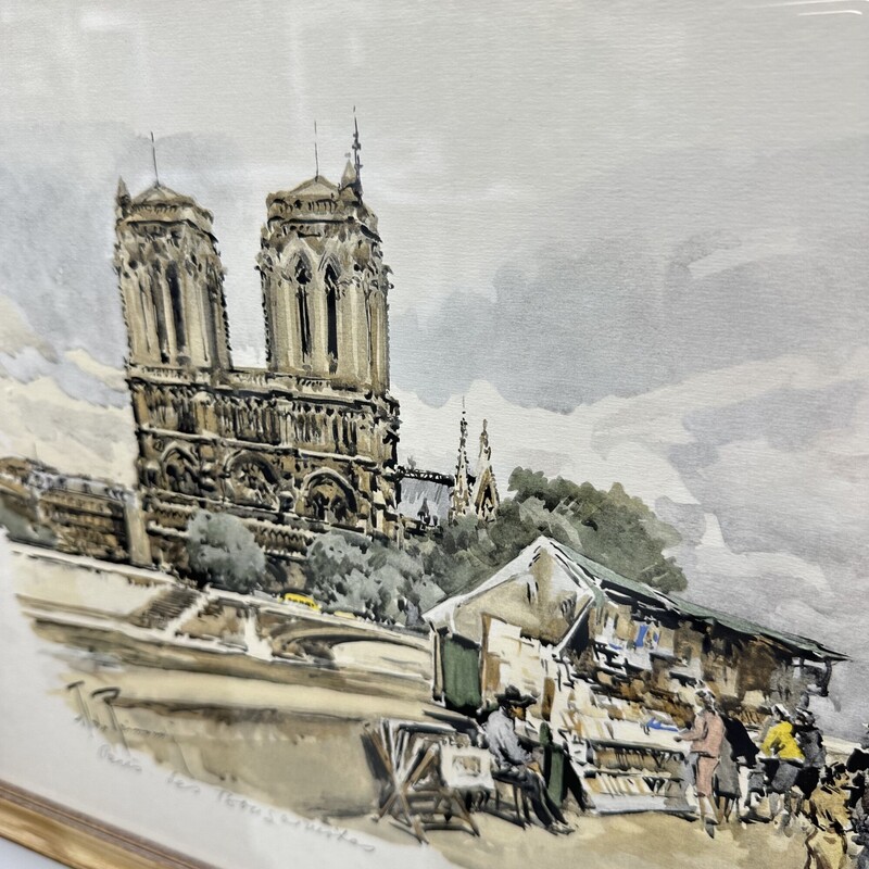 Watercolor Notre Dam, Signed and Framed<br />
Size: 19x14