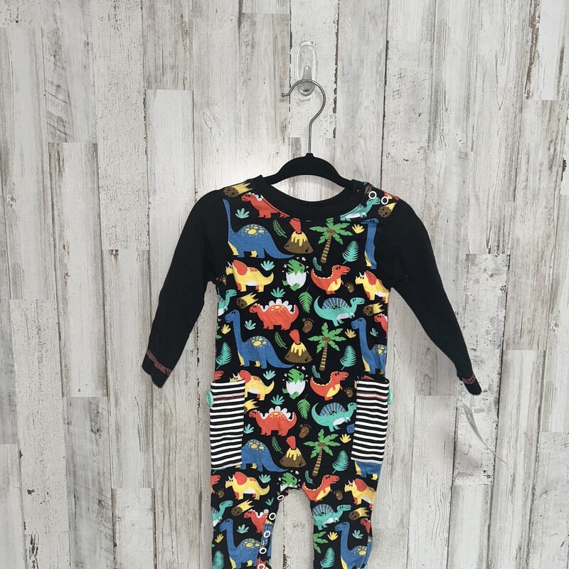 12M Black Dino Print Romp