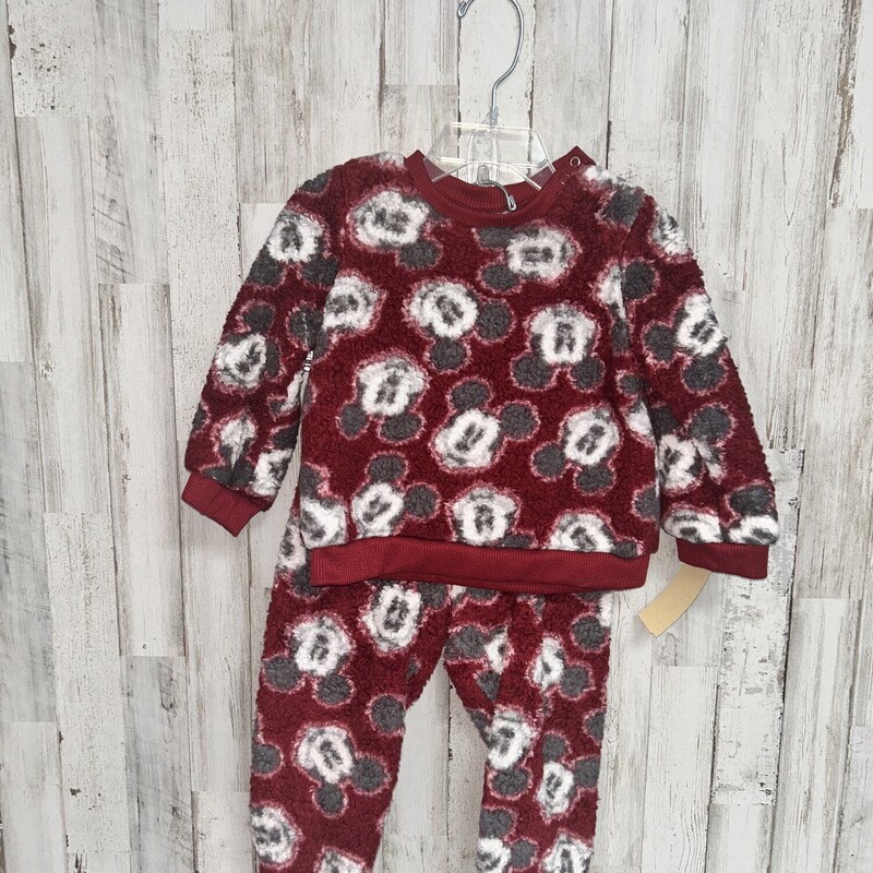 18M 2pc Fuzzy Mickey Set, Red, Size: Boy 12-24m