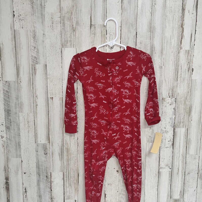 2t Red Dino Print Sleeper, Red, Size: Boy 2T-4T