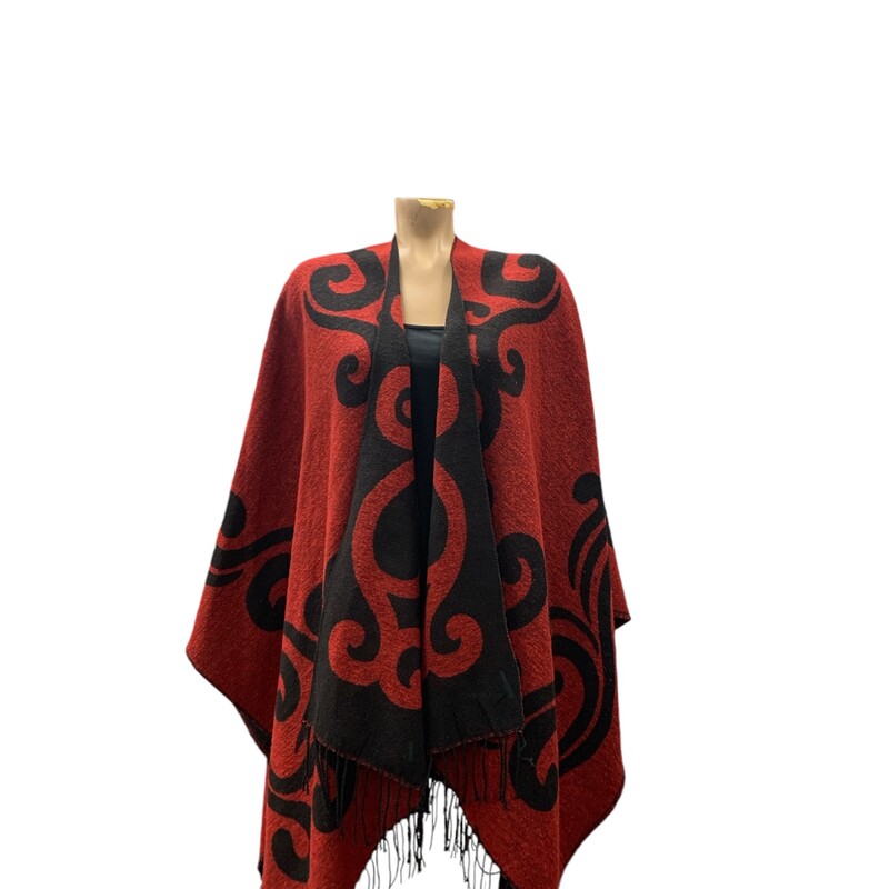 Poncho Reversible, Red/blk, Size: O/S