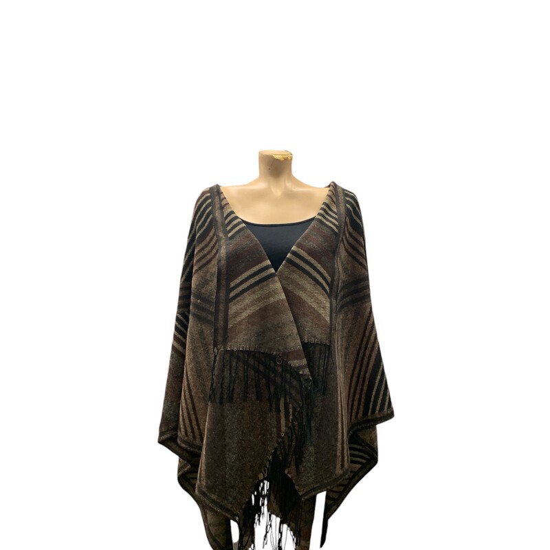 Poncho W/ Tassles NWT, Brwn/blk, Size: O/S