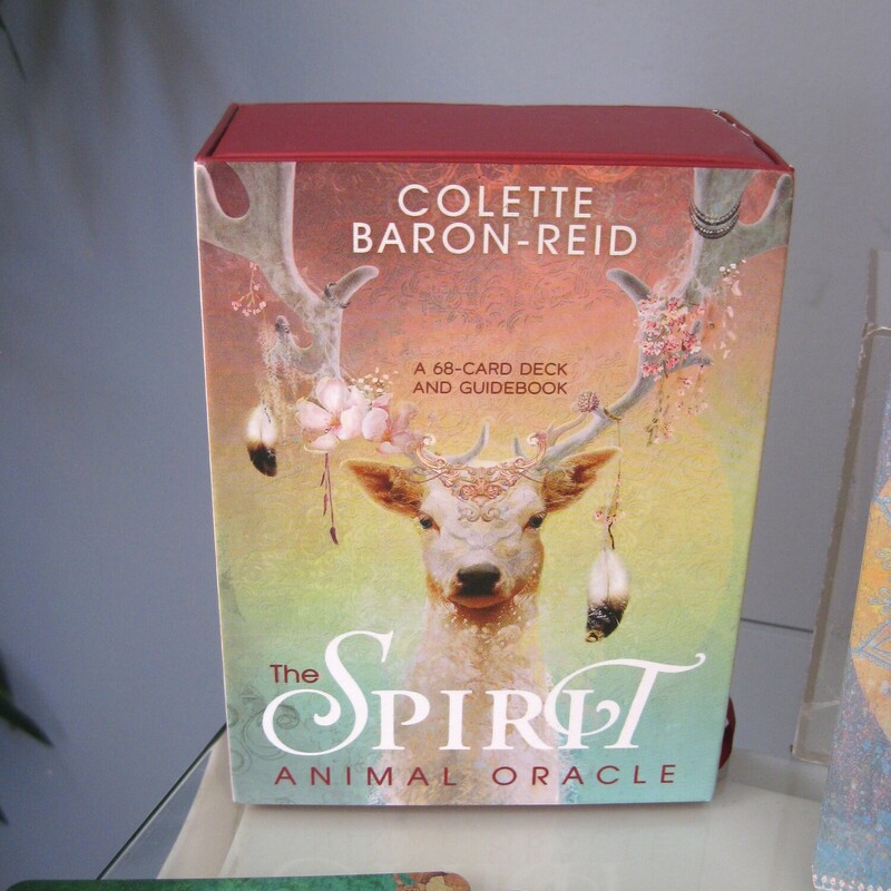 Animal Spirit Oracle Card, Pink, Size: None<br />
Deck of oracle cards, and guide book in a sturdy magnetized box.<br />
The art work in this deck is absolutely exquisite and Carol Barton Reed is a very popular card developer.<br />
<br />
This set is complete and in perfect condition, except that one edge of the box has a little ding.  you can see it in the photo of the back of the box.<br />
I only showed a sample of the cards, but they are all equally beautiful<br />
<br />
Thanks for looking!<br />
#79366